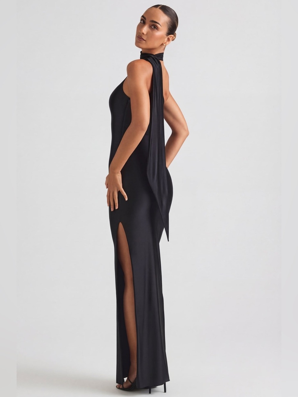 Oh Polly Sheril Asymmetric Scarf-Detail Maxi Dress - Picture 3 of 17